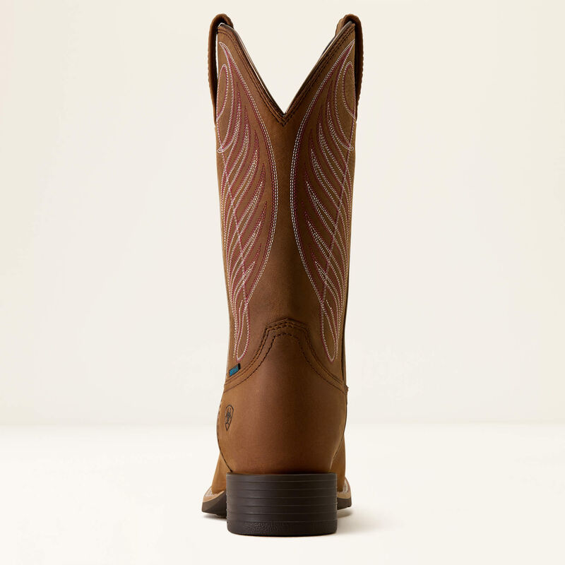 Ariat round up waterproof wide square toe western boot for ladies