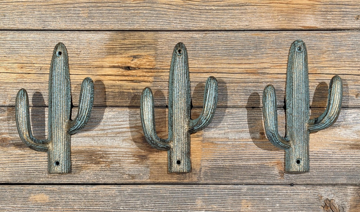 Solid cast iron cactus hook