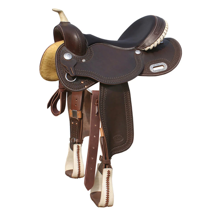 Pool's Barrel-Sattel 5020 SE 0075 mit farbigem Sitz und Rohledereinsätzen